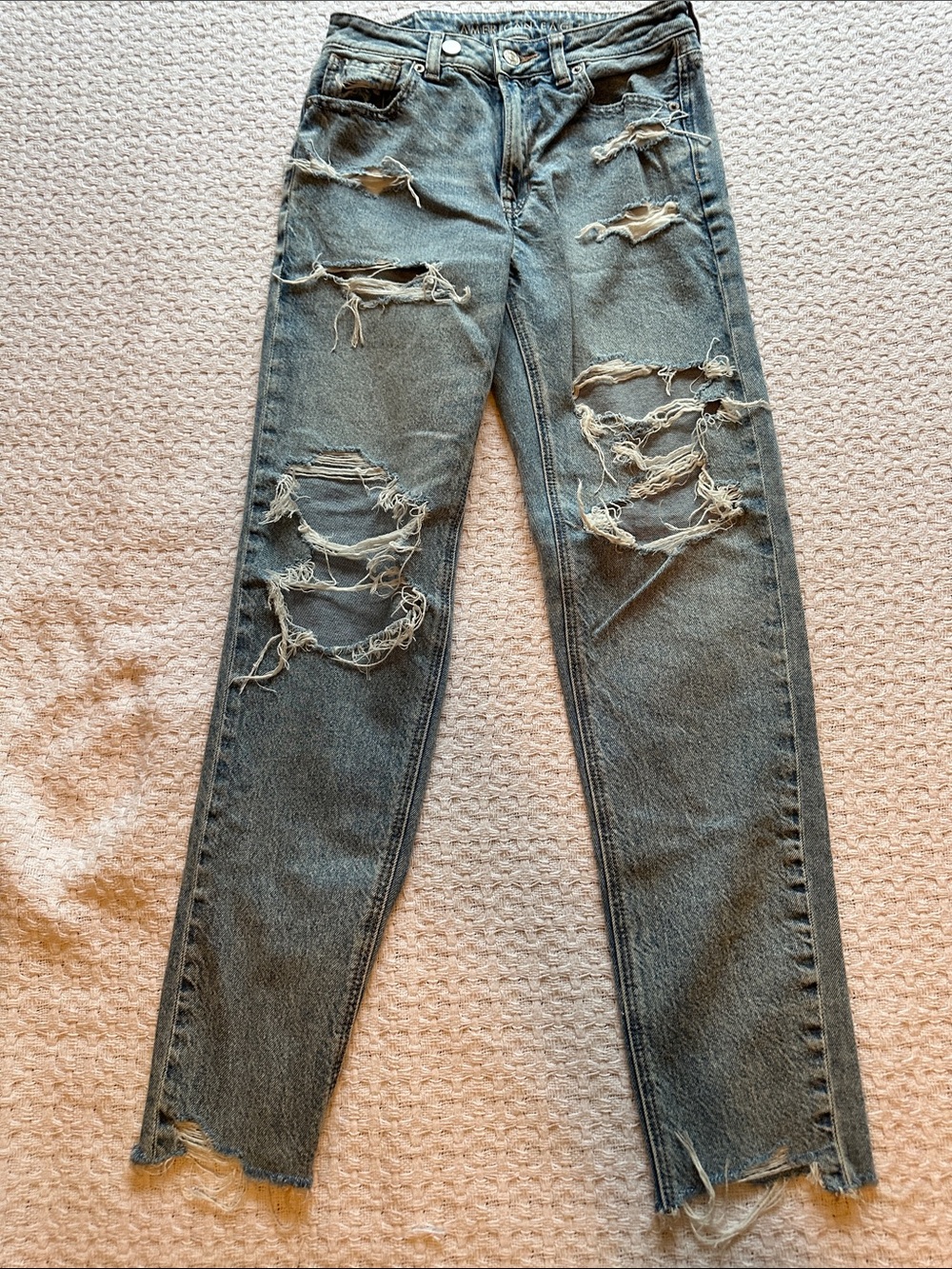 American Eagle Outfitters Distressed Straight-Leg Jeans